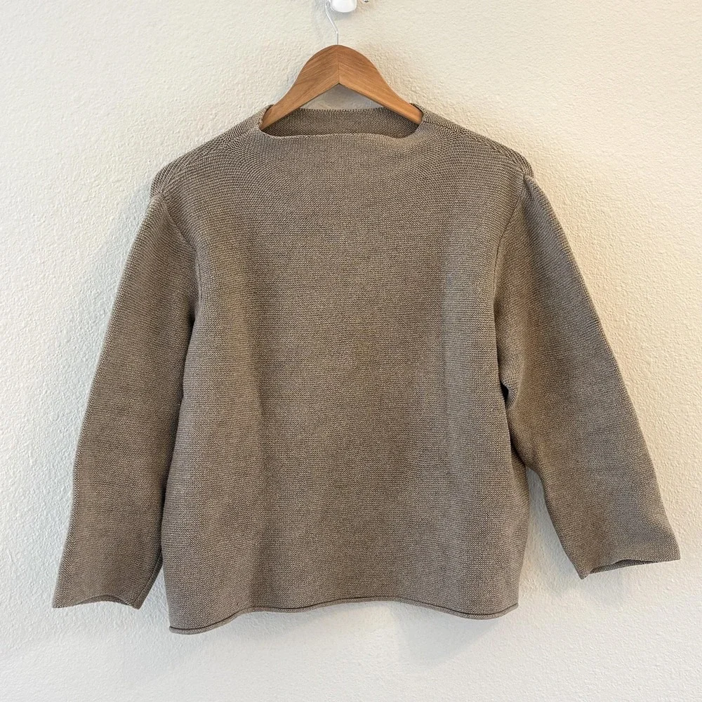 Peruvian‎ Connection Pima Cotton Sweater Womens XL Beige Boat Neck Minimalist